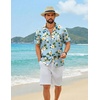 image:imageCOOFANDY Mens Hawaiian Shirt Short Sleeve Floral Button Down Shirts Tropical Summer Beach Shirts Camp Collar ShirtBlue Frangipani