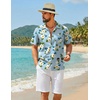 image:imageCOOFANDY Mens Hawaiian Shirt Short Sleeve Floral Button Down Shirts Tropical Summer Beach Shirts Camp Collar ShirtBlue Frangipani