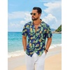 image:imageCOOFANDY Mens Hawaiian Shirt Short Sleeve Floral Button Down Shirts Tropical Summer Beach Shirts Camp Collar ShirtBlue Pineapple