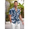 image:imageCOOFANDY Mens Hawaiian Shirt Short Sleeve Floral Button Down Shirts Tropical Summer Beach Shirts Camp Collar ShirtDark Bluewhite Floral