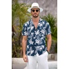 image:imageCOOFANDY Mens Hawaiian Shirt Short Sleeve Floral Button Down Shirts Tropical Summer Beach Shirts Camp Collar ShirtDark Bluewhite Floral