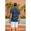 image:imageCOOFANDY Mens Hawaiian Shirt Short Sleeve Floral Button Down Shirts Tropical Summer Beach Shirts Camp Collar ShirtDeep Blueyellow Floral