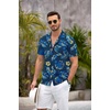 image:imageCOOFANDY Mens Hawaiian Shirt Short Sleeve Floral Button Down Shirts Tropical Summer Beach Shirts Camp Collar ShirtDeep Blueyellow Floral