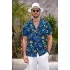 image:imageCOOFANDY Mens Hawaiian Shirt Short Sleeve Floral Button Down Shirts Tropical Summer Beach Shirts Camp Collar ShirtDeep Blueyellow Floral