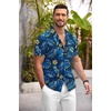 image:imageCOOFANDY Mens Hawaiian Shirt Short Sleeve Floral Button Down Shirts Tropical Summer Beach Shirts Camp Collar ShirtDeep Blueyellow Floral