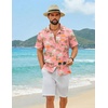 image:imageCOOFANDY Mens Hawaiian Shirt Short Sleeve Floral Button Down Shirts Tropical Summer Beach Shirts Camp Collar ShirtPink Coconut Tree  Sea