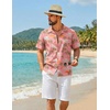 image:imageCOOFANDY Mens Hawaiian Shirt Short Sleeve Floral Button Down Shirts Tropical Summer Beach Shirts Camp Collar ShirtPink Coconut Tree  Sea