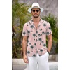 image:imageCOOFANDY Mens Hawaiian Shirt Short Sleeve Floral Button Down Shirts Tropical Summer Beach Shirts Camp Collar ShirtPinkcoconut Tree
