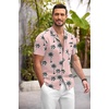 image:imageCOOFANDY Mens Hawaiian Shirt Short Sleeve Floral Button Down Shirts Tropical Summer Beach Shirts Camp Collar ShirtPinkcoconut Tree