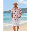 image:imageCOOFANDY Mens Hawaiian Shirt Short Sleeve Floral Button Down Shirts Tropical Summer Beach Shirts Camp Collar ShirtPinkflamingo