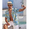 image:imageCOOFANDY Mens Hawaiian Shirt Short Sleeve Floral Button Down Shirts Tropical Summer Beach Shirts Camp Collar ShirtSky Blue Palm Leaf