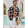 image:imageCOOFANDY Mens Hawaiian Shirts Short Sleeve Button Down Aloha Shirts Summer Vacation Beach ShirtsBlackpalm Leaf