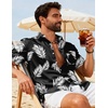 image:imageCOOFANDY Mens Hawaiian Shirts Short Sleeve Button Down Aloha Shirts Summer Vacation Beach ShirtsBlackpalm Leaf