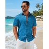 image:imageCOOFANDY Mens Hawaiian Shirts Short Sleeve Button Down Aloha Shirts Summer Vacation Beach ShirtsBluebanana Leaf
