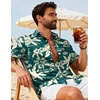image:imageCOOFANDY Mens Hawaiian Shirts Short Sleeve Button Down Aloha Shirts Summer Vacation Beach ShirtsDark Greentropical Broadleaf