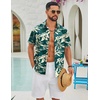 image:imageCOOFANDY Mens Hawaiian Shirts Short Sleeve Button Down Aloha Shirts Summer Vacation Beach ShirtsDark Greentropical Broadleaf