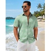 image:imageCOOFANDY Mens Hawaiian Shirts Short Sleeve Button Down Aloha Shirts Summer Vacation Beach ShirtsMint Greentropical Fern Leaf