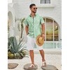 image:imageCOOFANDY Mens Hawaiian Shirts Short Sleeve Button Down Aloha Shirts Summer Vacation Beach ShirtsMint Greentropical Fern Leaf