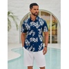 image:imageCOOFANDY Mens Hawaiian Shirts Short Sleeve Button Down Aloha Shirts Summer Vacation Beach ShirtsNavypalm Leaf