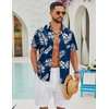image:imageCOOFANDY Mens Hawaiian Shirts Short Sleeve Button Down Aloha Shirts Summer Vacation Beach ShirtsNavypalm Leaf
