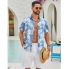 image:imageCOOFANDY Mens Hawaiian Shirts Short Sleeve Button Down Aloha Shirts Summer Vacation Beach ShirtsSky Bluetropical Leaf