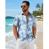 image:imageCOOFANDY Mens Hawaiian Shirts Short Sleeve Button Down Aloha Shirts Summer Vacation Beach ShirtsSky Bluetropical Leaf