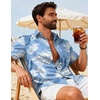 image:imageCOOFANDY Mens Hawaiian Shirts Short Sleeve Button Down Aloha Shirts Summer Vacation Beach ShirtsSky Bluetropical Leaf