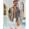 image:imageCOOFANDY Mens Hawaiian Shirts Short Sleeve Button Down Aloha Shirts Summer Vacation Beach ShirtsVintage Stripe