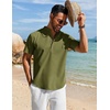 image:imageCOOFANDY Mens Henley Shirt Short Sleeve Casual TShirt Summer Beach Hippie Henley Tee ShirtArmy Green