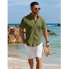 image:imageCOOFANDY Mens Henley Shirt Short Sleeve Casual TShirt Summer Beach Hippie Henley Tee ShirtArmy Green
