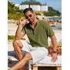 image:imageCOOFANDY Mens Henley Shirt Short Sleeve Casual TShirt Summer Beach Hippie Henley Tee ShirtArmy Green