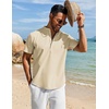 image:imageCOOFANDY Mens Henley Shirt Short Sleeve Casual TShirt Summer Beach Hippie Henley Tee ShirtBeige