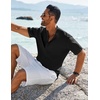 image:imageCOOFANDY Mens Henley Shirt Short Sleeve Casual TShirt Summer Beach Hippie Henley Tee ShirtBlack