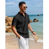 image:imageCOOFANDY Mens Henley Shirt Short Sleeve Casual TShirt Summer Beach Hippie Henley Tee ShirtBlack