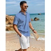 image:imageCOOFANDY Mens Henley Shirt Short Sleeve Casual TShirt Summer Beach Hippie Henley Tee ShirtBlue  Striped