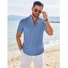 image:imageCOOFANDY Mens Henley Shirt Short Sleeve Casual TShirt Summer Beach Hippie Henley Tee ShirtBlue  Striped