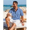 image:imageCOOFANDY Mens Henley Shirt Short Sleeve Casual TShirt Summer Beach Hippie Henley Tee ShirtBlue  Striped