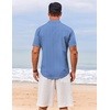 image:imageCOOFANDY Mens Henley Shirt Short Sleeve Casual TShirt Summer Beach Hippie Henley Tee ShirtBlue  Striped