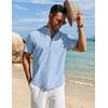 image:imageCOOFANDY Mens Henley Shirt Short Sleeve Casual TShirt Summer Beach Hippie Henley Tee ShirtBlue