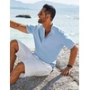 image:imageCOOFANDY Mens Henley Shirt Short Sleeve Casual TShirt Summer Beach Hippie Henley Tee ShirtBlue