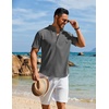 image:imageCOOFANDY Mens Henley Shirt Short Sleeve Casual TShirt Summer Beach Hippie Henley Tee ShirtDark Grey