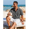 image:imageCOOFANDY Mens Henley Shirt Short Sleeve Casual TShirt Summer Beach Hippie Henley Tee ShirtDark Grey