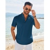image:imageCOOFANDY Mens Henley Shirt Short Sleeve Casual TShirt Summer Beach Hippie Henley Tee ShirtDeep Blue