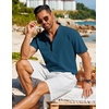 image:imageCOOFANDY Mens Henley Shirt Short Sleeve Casual TShirt Summer Beach Hippie Henley Tee ShirtDeep Blue