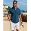 image:imageCOOFANDY Mens Henley Shirt Short Sleeve Casual TShirt Summer Beach Hippie Henley Tee ShirtDeep Blue