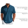 image:imageCOOFANDY Mens Henley Shirt Short Sleeve Casual TShirt Summer Beach Hippie Henley Tee ShirtDeep Blue