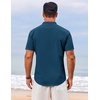 image:imageCOOFANDY Mens Henley Shirt Short Sleeve Casual TShirt Summer Beach Hippie Henley Tee ShirtDeep Blue