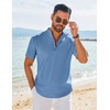 image:imageCOOFANDY Mens Henley Shirt Short Sleeve Casual TShirt Summer Beach Hippie Henley Tee ShirtDenim Blue