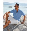 image:imageCOOFANDY Mens Henley Shirt Short Sleeve Casual TShirt Summer Beach Hippie Henley Tee ShirtDenim Blue