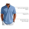 image:imageCOOFANDY Mens Henley Shirt Short Sleeve Casual TShirt Summer Beach Hippie Henley Tee ShirtDenim Blue